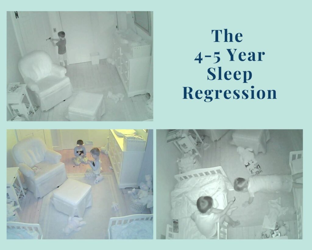 The 4-5 Year Sleep Regression section header with twin boys playing in their room instead of sleeping